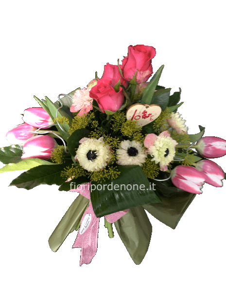 Bouquet misto con tulipani