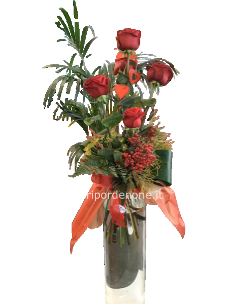 Mazzo Di 5 rose rosse a gambo lungo (cm 80)
